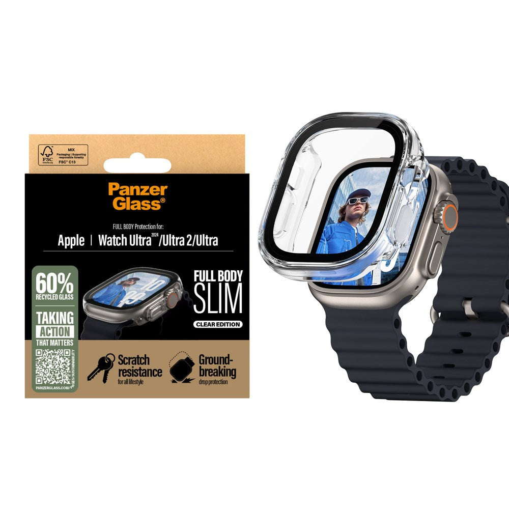 PanzerGlass Apple Watch Ultra 3/2/1 (49mm) Snappie Full Body Slim Case with Built-in Screen Protector - Transparent