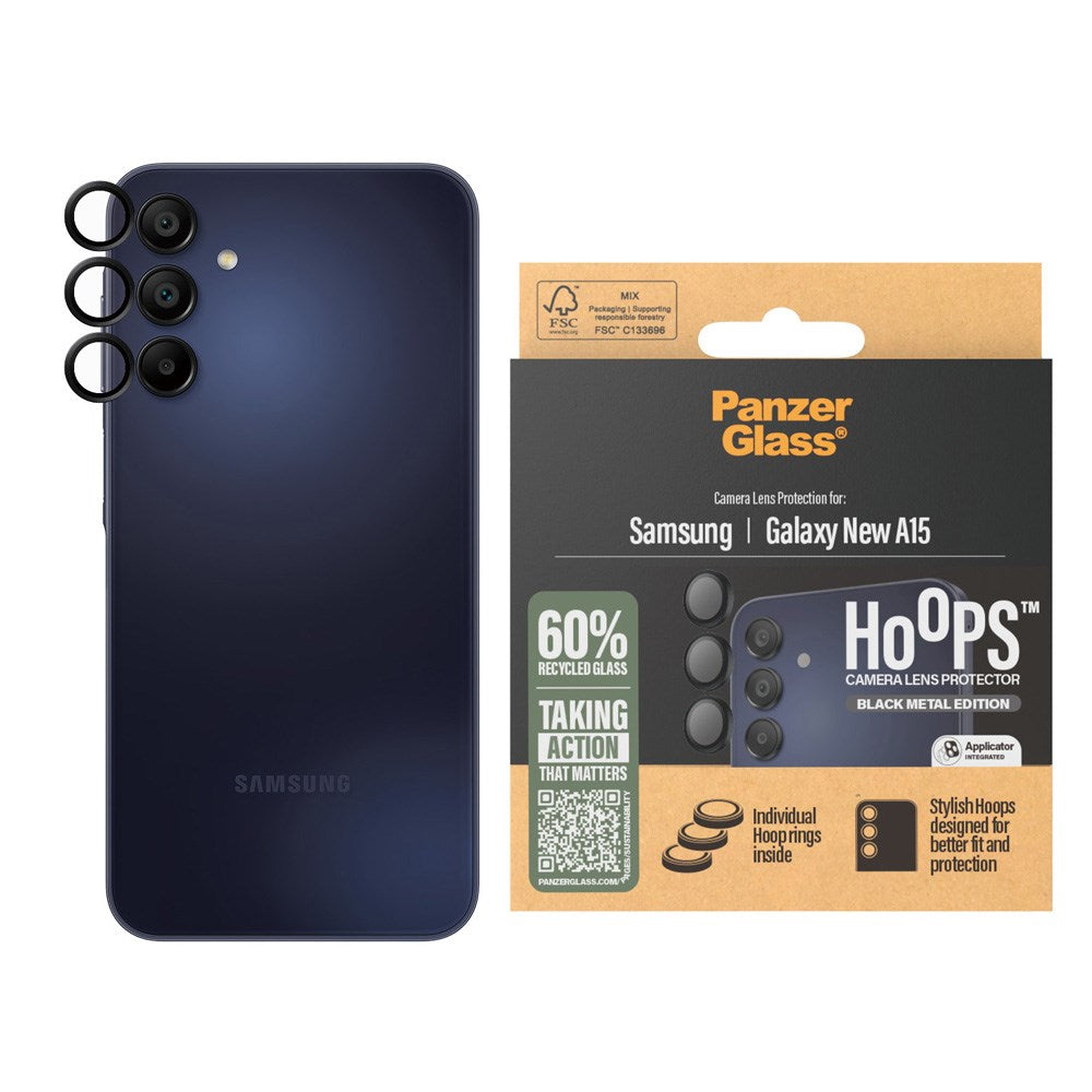 Samsung Galaxy A16 PanzerGlass Hoops - Camera Protection - Transparent / Black