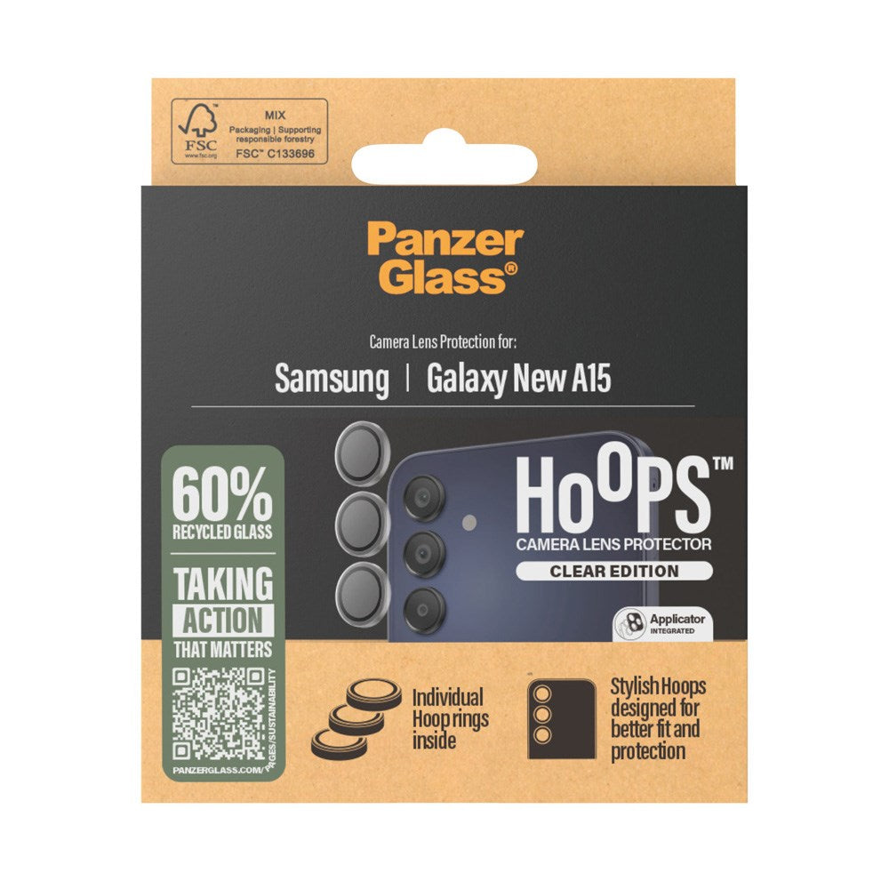 Samsung Galaxy A16 (4G/5G) PanzerGlass Hoops - Camera Protection - Transparent / Black