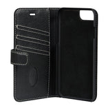 Essentials iPhone SE (2022 / 2020) / 8 / 7 / 6 / 6s Real Leather Flip Case 2 in 1 with Card Holder - Black