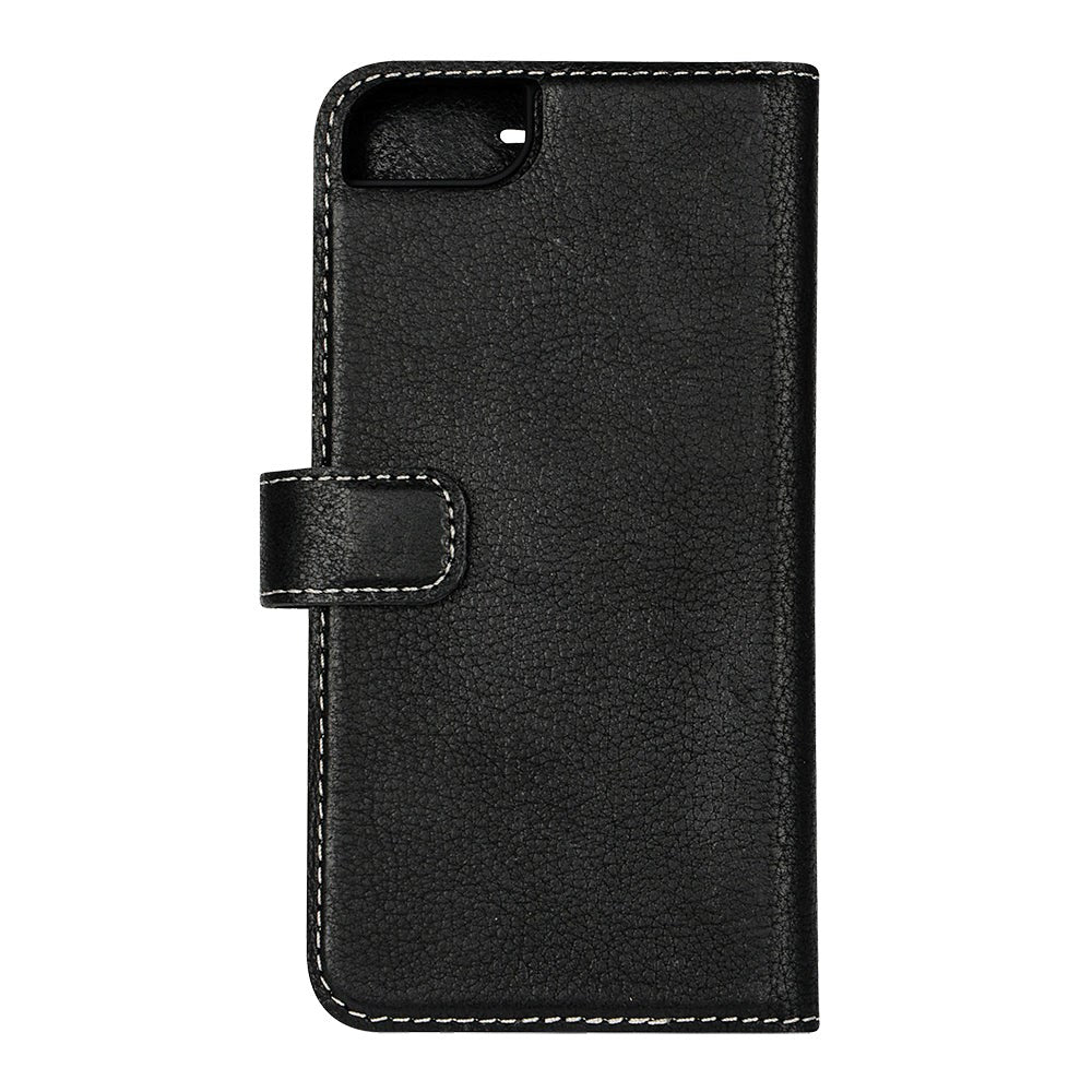 Essentials iPhone SE (2022 / 2020) / 8 / 7 / 6 / 6s Real Leather Flip Case 2 in 1 with Card Holder - Black