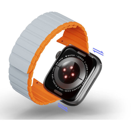 Apple Watch (42/44/SE/45/49mm) Dux Ducis LD-Series Magnetic Silicone Strap - Grey / Orange