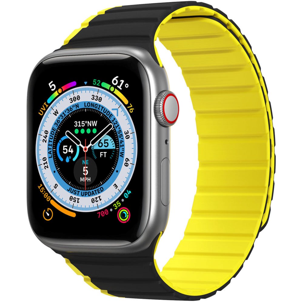 Dux Ducis Apple Watch (38/40/SE/41/42mm) LD-Series Magnetic Silicone Strap - Black / Yellow