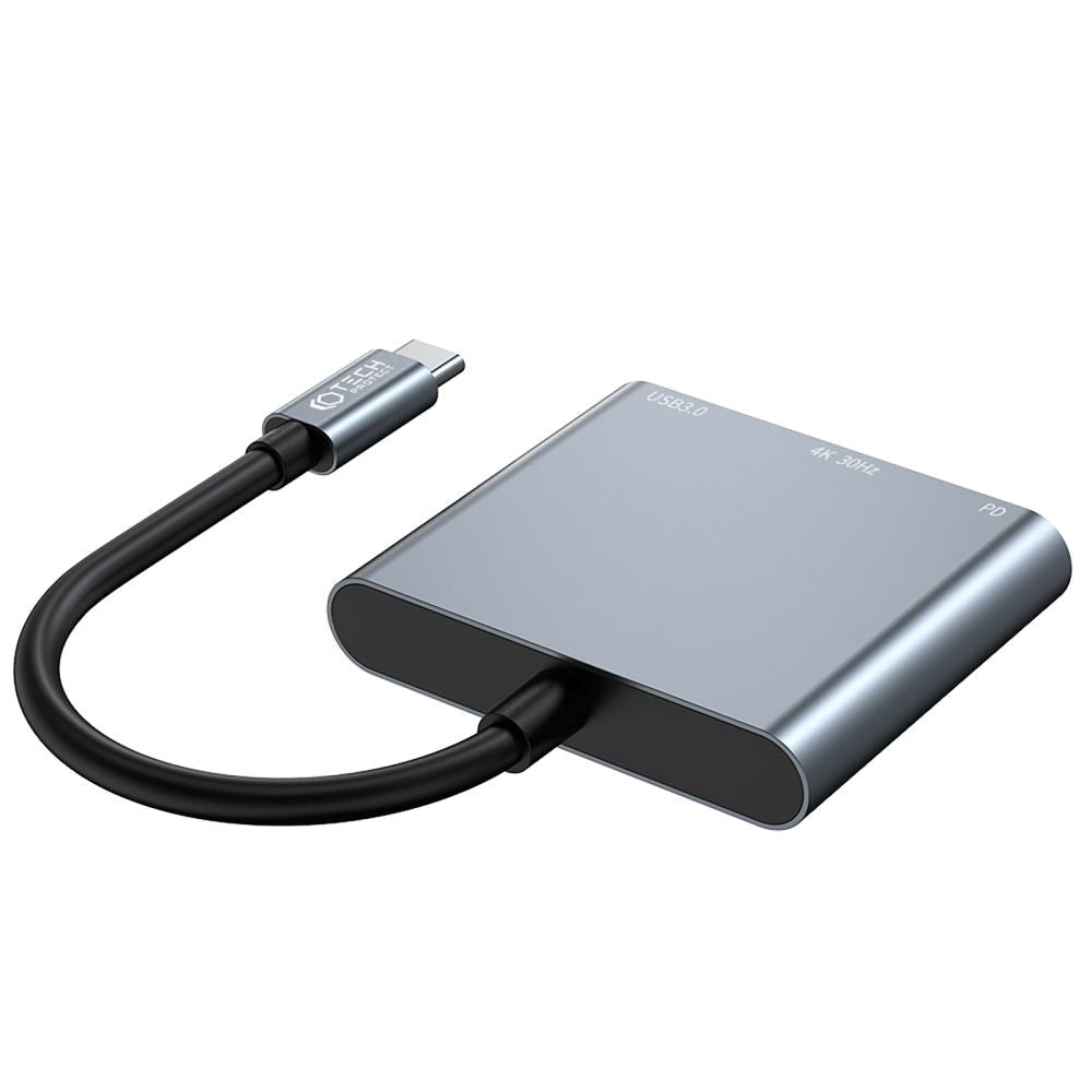 Tech-Protect 3-in-1 USB-C Multiport V1 Hub - USB-A / USB-C / HDMI - Grey