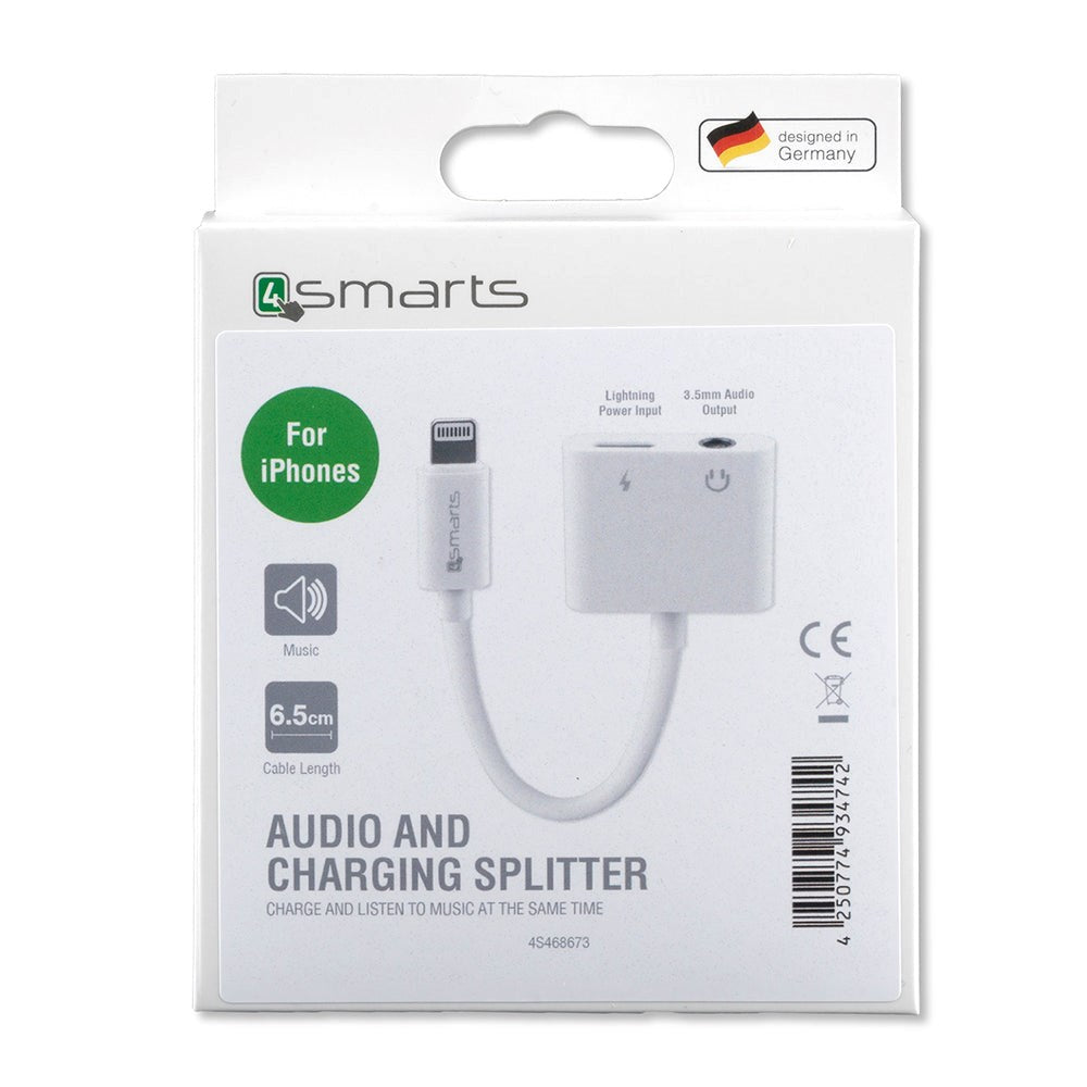 4smarts SoundSplit 6.5 cm Lightning To Lightning 3.5mm Audio Splitter - White