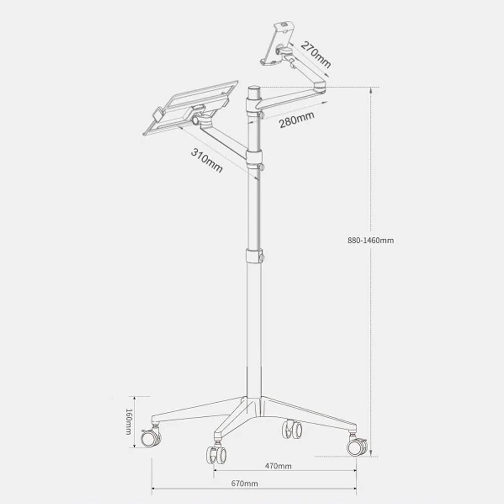 4smarts ErgoFix H17 Universal Stander w. Wheels for Smartphone / Tablet & Laptop - Silver