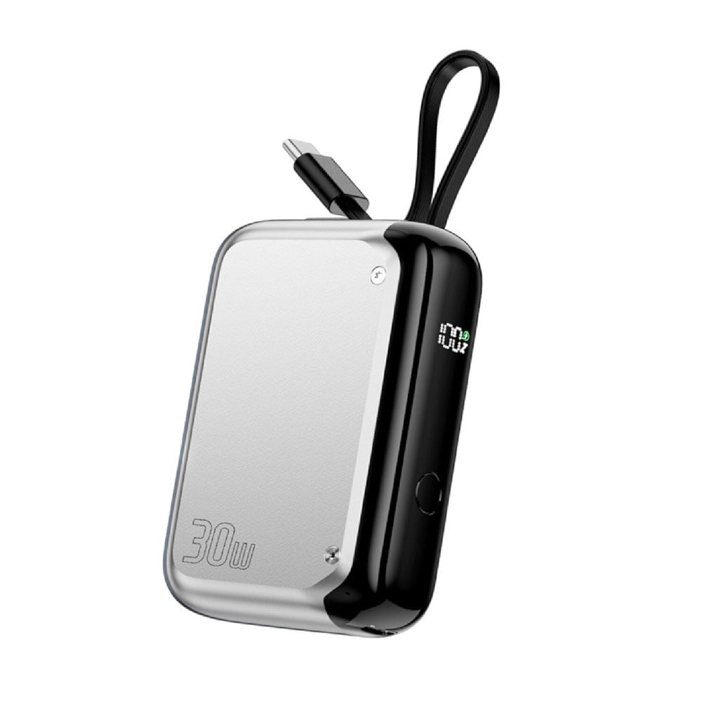 4smarts 10,000mAh Pocket Powerbank with Integrated USB-C Cable 30W - Silver