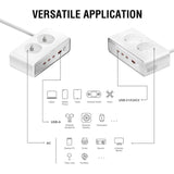 4smarts 6-in-1 Desktop Charger - 65W - 2x AC Plug / 3x USB-C / 1x USB-A - White