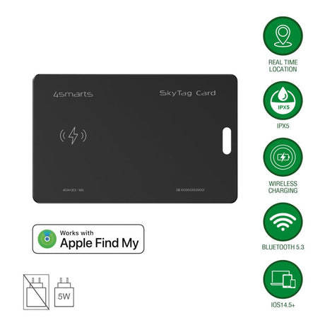 4Smarts Location Finder SkyTag Card - Wireless Charging - Black