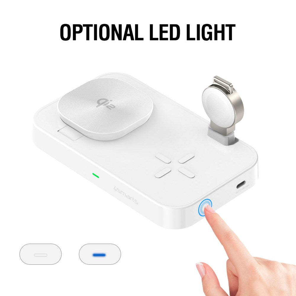 4smarts 3-in-1 Qi2 Wireless Charging Station - MagSafe Compatible - White