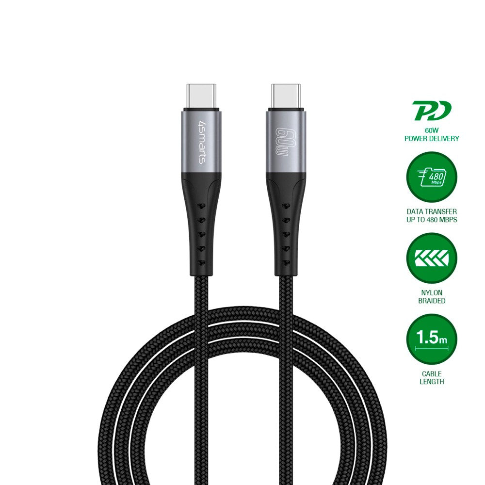 4smarts PrimeCord USB-C to USB-C Cable 60W - 1.5 m - Black