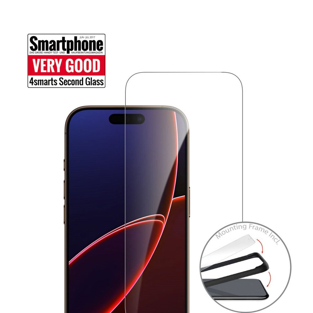 iPhone 17 Pro Max 4Smarts Second Glass Screen Protector with Mounting Frame - Case Friendly - Transparent