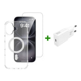 iPhone 17 4Smarts 3-in-1 Premium Starter Set - MagSafe Case, Screen Protector & 20W Wall Charger - Transparent / White