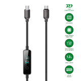 4smarts ScreenCord 240W USB-C to USB-C Cable with Built-in Display - 1.2m - Black