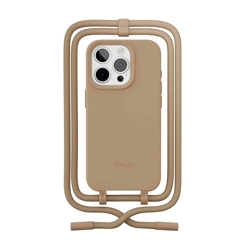 iPhone 15 Pro Woodcessories Change Case w. Strap - 100% Plant-based - Taupe