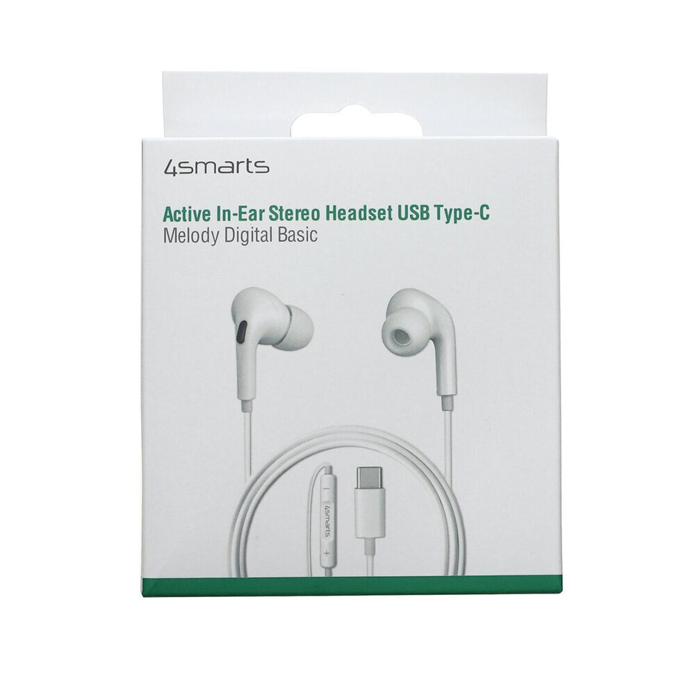 4smarts Melody Digital Basic Headphones with USB-C Cable - White