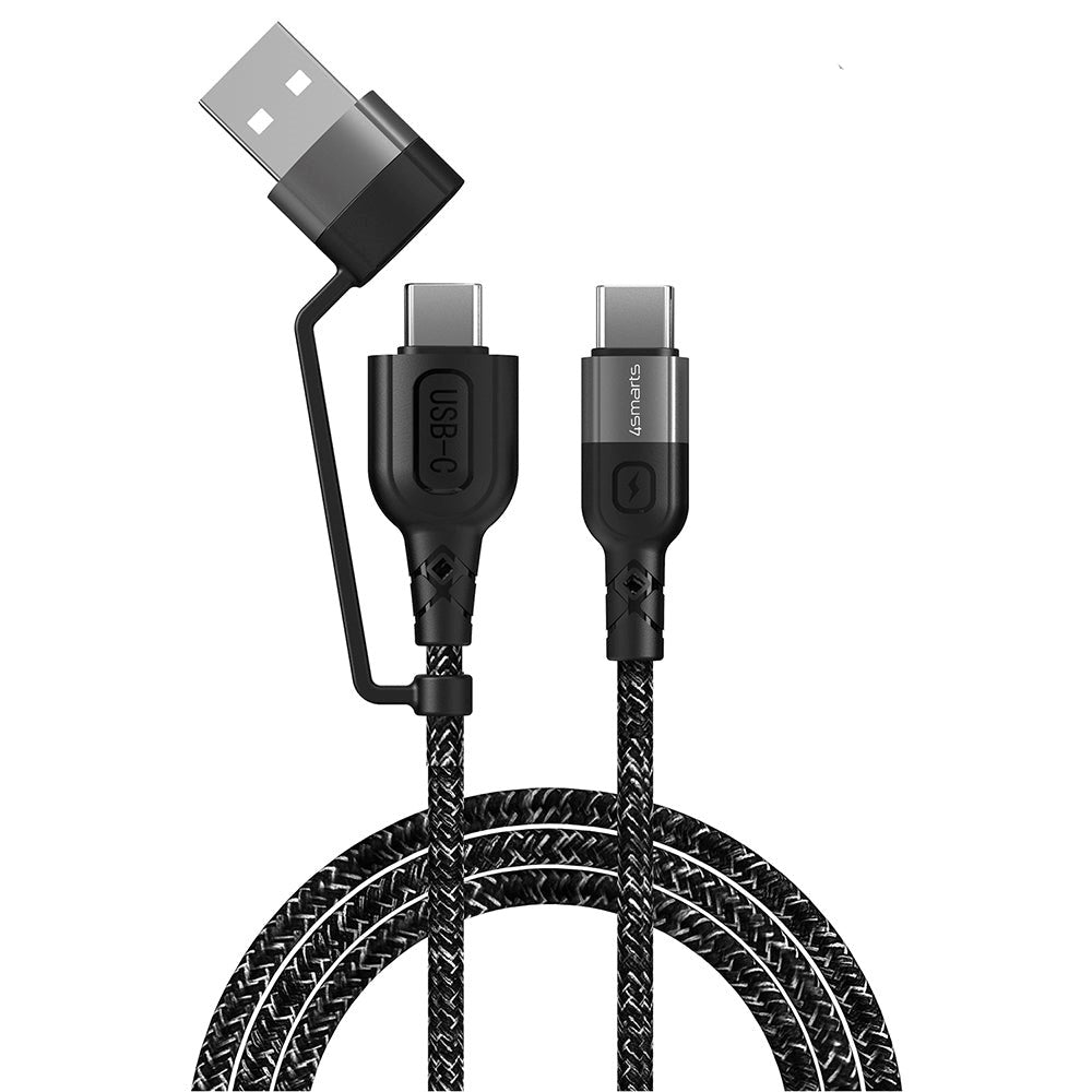 4smarts ComboCord USB-C or USB-A to USB-C Cable PD 60W - 1.5w. - Black