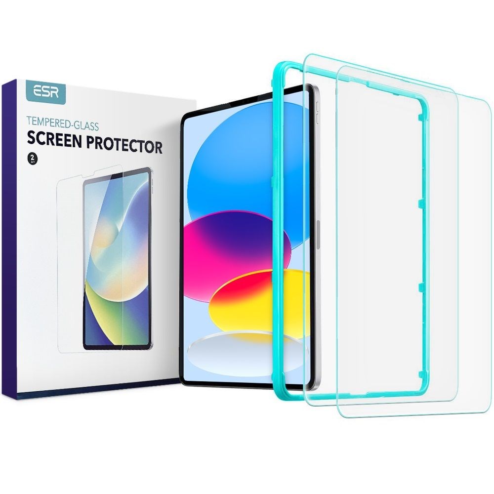 iPad 10.9" (2024/2022) ESR Tempered Glass with Mounting Frame - 2-Pack Screen Protection - Transparent