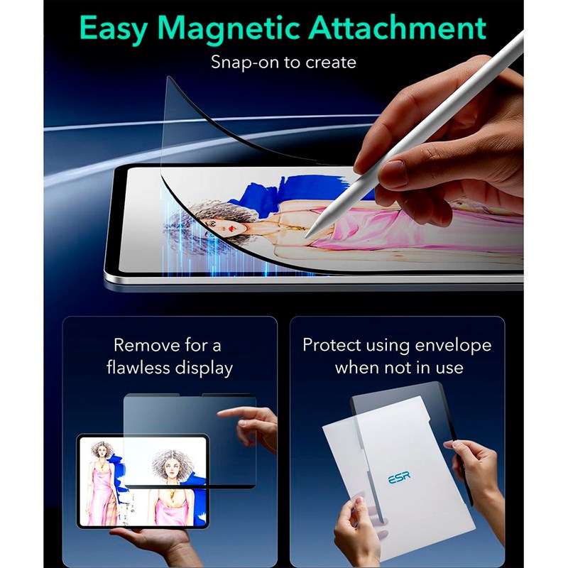 ESR iPad Pro 11" (2024) Magnetic Paper Feel Screen Protector - Matte / Transparent