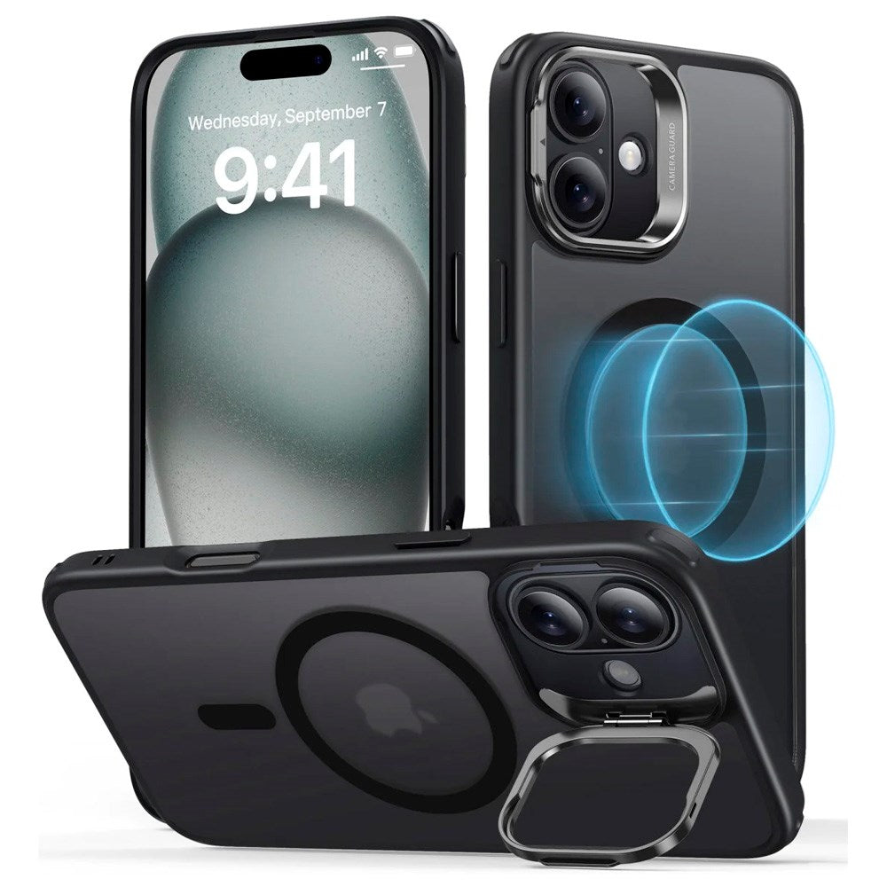 ESR iPhone 16 Classic Hybrid Case with Kickstand - MagSafe Compatible - Matte Black