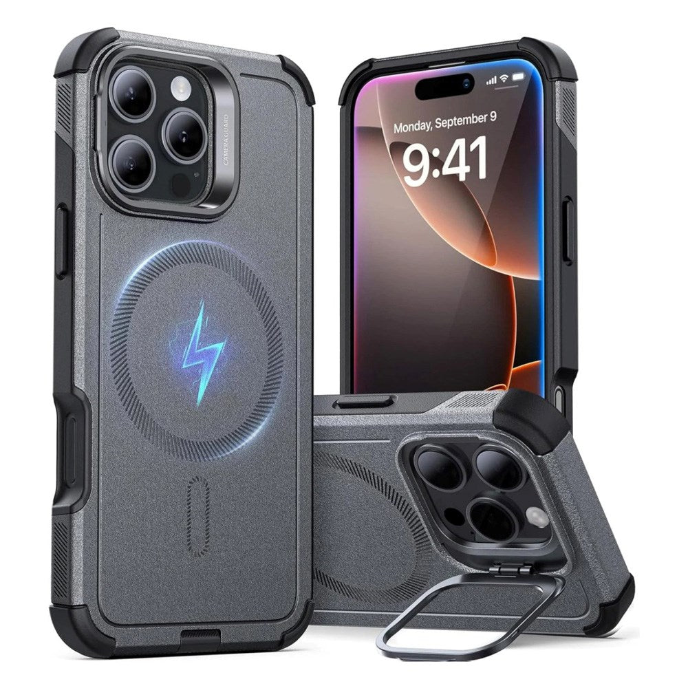 ESR iPhone 16 Pro Cyber Armor Case with Kickstand - MagSafe Compatible - Grey