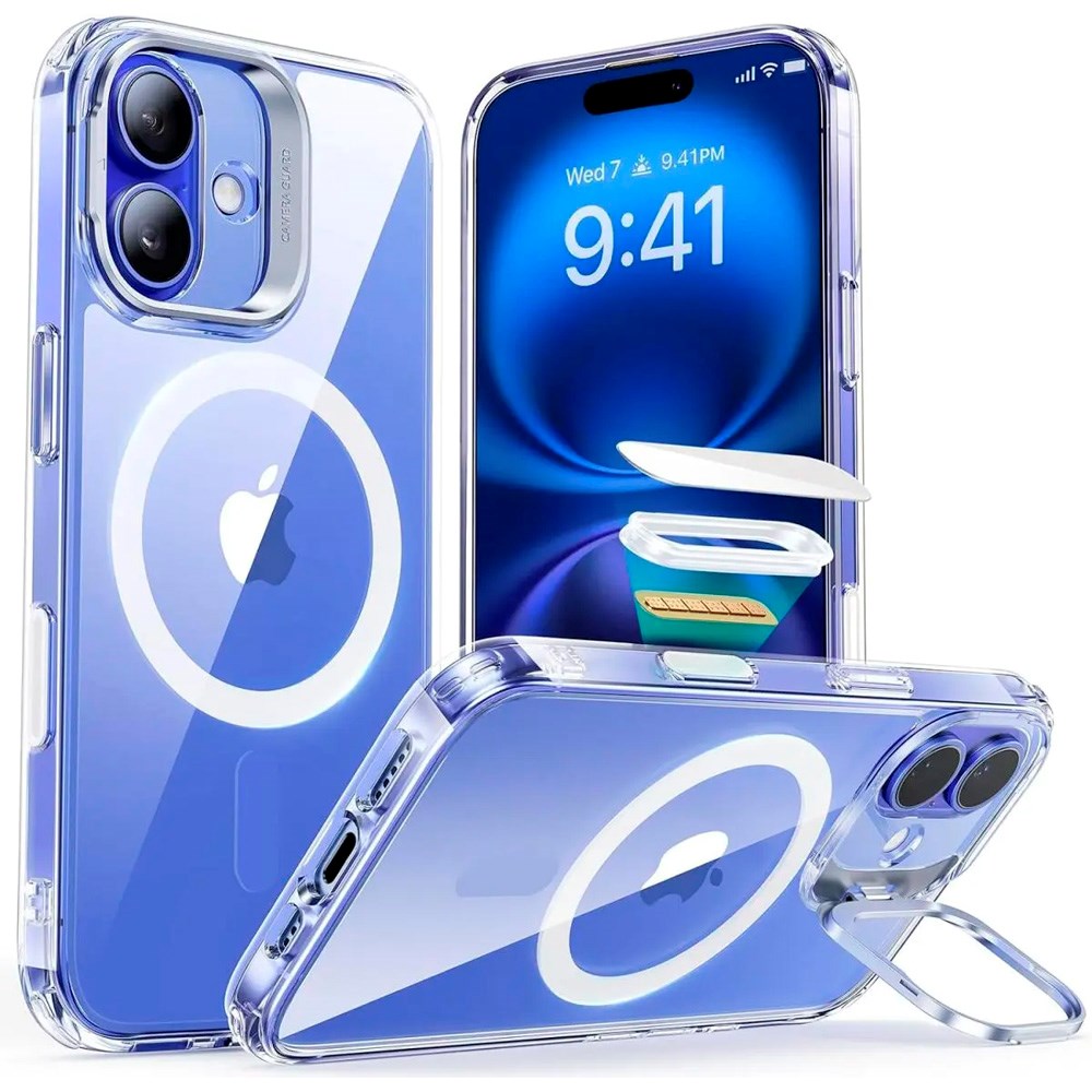 ESR iPhone 16 Classic Hybrid Case with Kickstand - MagSafe Compatible - Transparent
