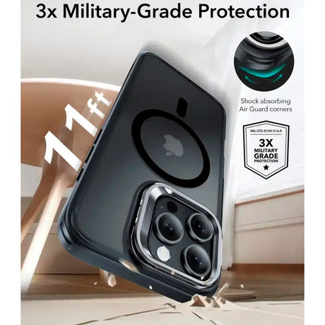 ESR iPhone 16 Pro Max Classic Hybrid Case with Kickstand - MagSafe Compatible - Matte Black