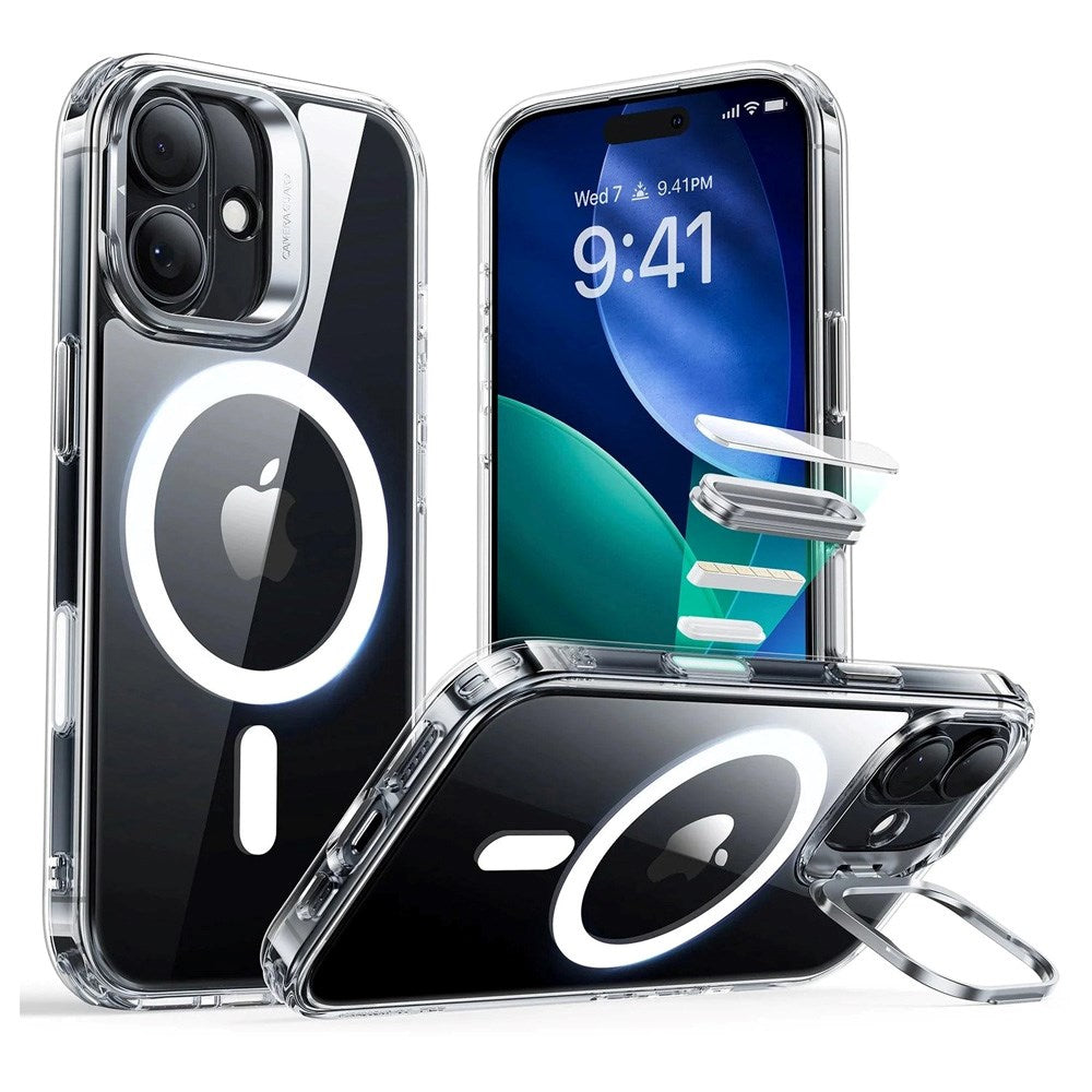 ESR iPhone 17 Classic Hybrid Stash Case with Kickstand - MagSafe Compatible - Transparent