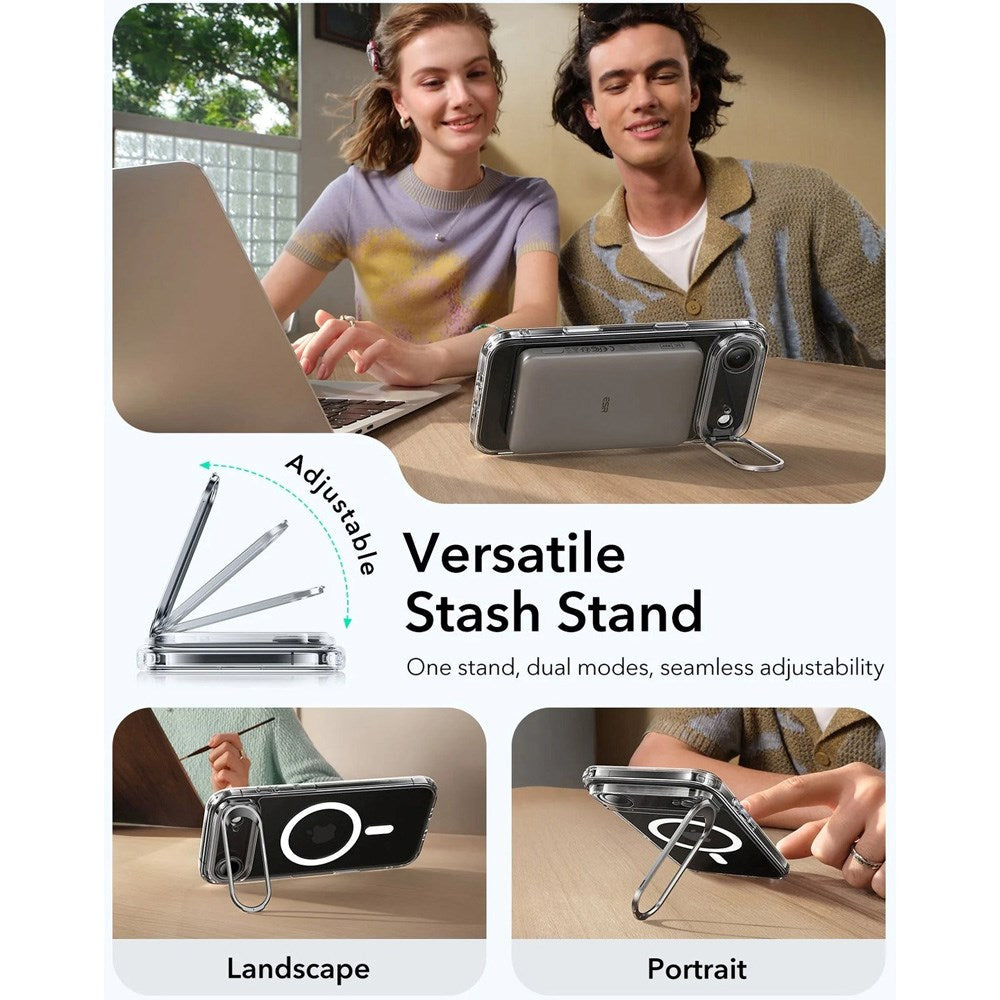 ESR iPhone Air Classic Hybrid Stash Case with Kickstand - MagSafe Compatible - Transparent