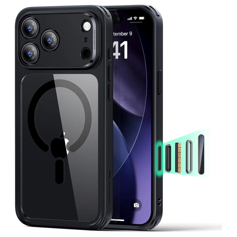 ESR iPhone 17 Pro Classic Hybrid Case with Camera Control Button - MagSafe Compatible - Transparent / Black
