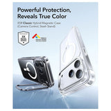 ESR iPhone 17 Pro Max Classic Hybrid Stash Case with Kickstand - MagSafe Compatible - Transparent