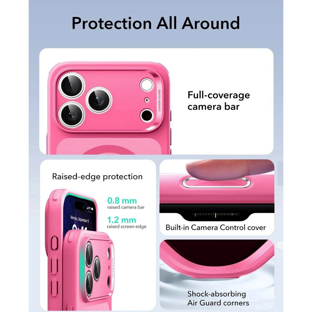 ESR iPhone 17 Pro Classic Hybrid Case with Camera Control Button - MagSafe Compatible - Matte Pink