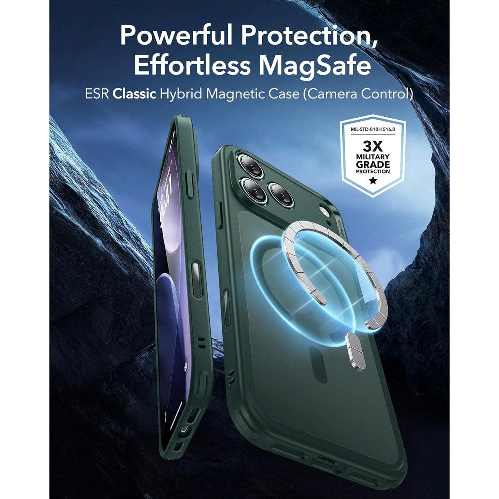 ESR iPhone 17 Pro Classic Hybrid Case with Camera Control Button - MagSafe Compatible - Matte Green