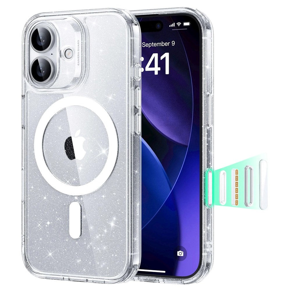 ESR iPhone 17 Classic Hybrid Case with Camera Control Button - MagSafe Compatible - Transparent / Glitter