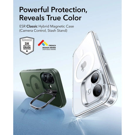 ESR iPhone 17 Classic Hybrid Stash Case with Kickstand - MagSafe Compatible - Mat Green