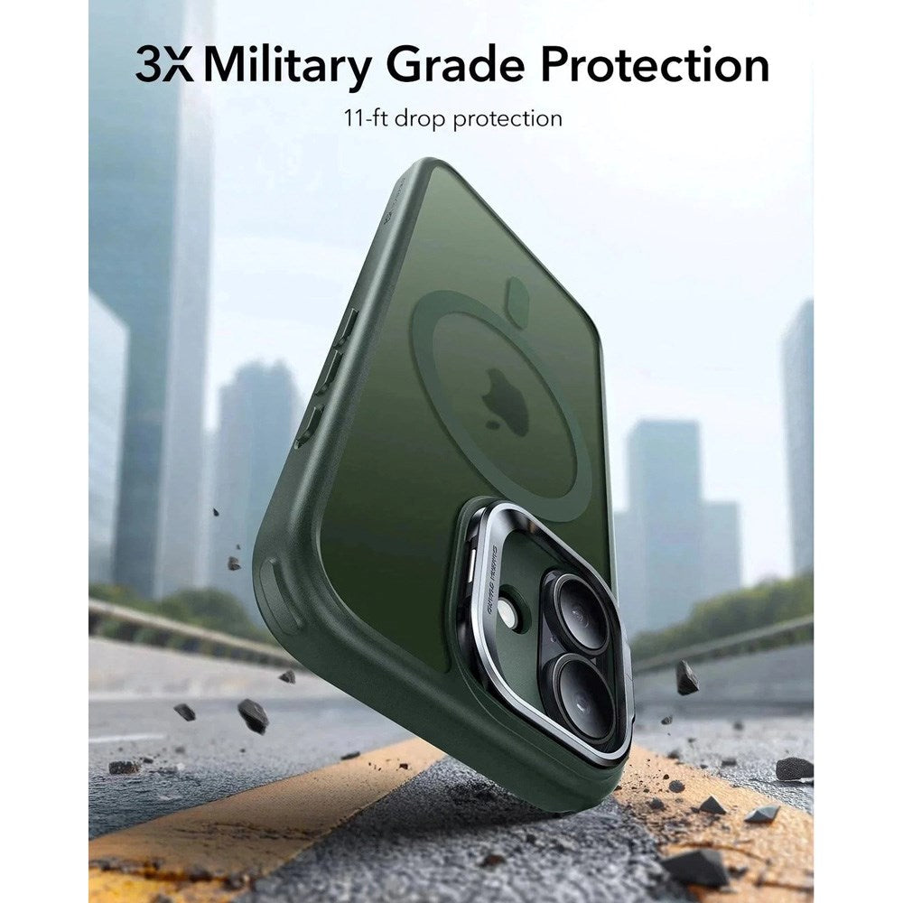 ESR iPhone 17 Classic Hybrid Stash Case with Kickstand - MagSafe Compatible - Mat Green