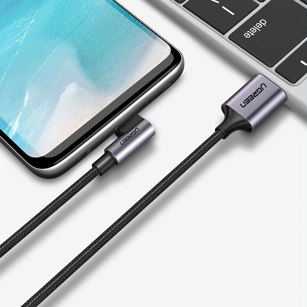 Ugreen 18W Angled USB-A to USB-C Cable - 2 Meter - Black