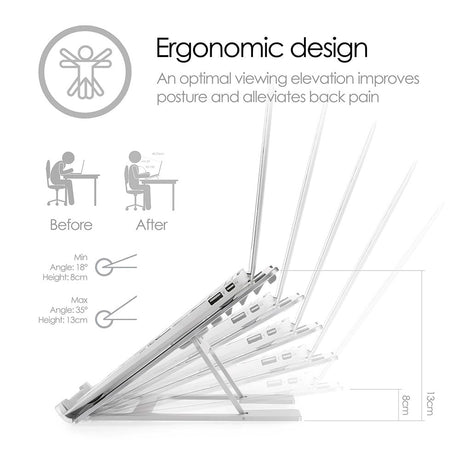 Desire2 Aluminium Laptop Stand 10-15.6" - Silver