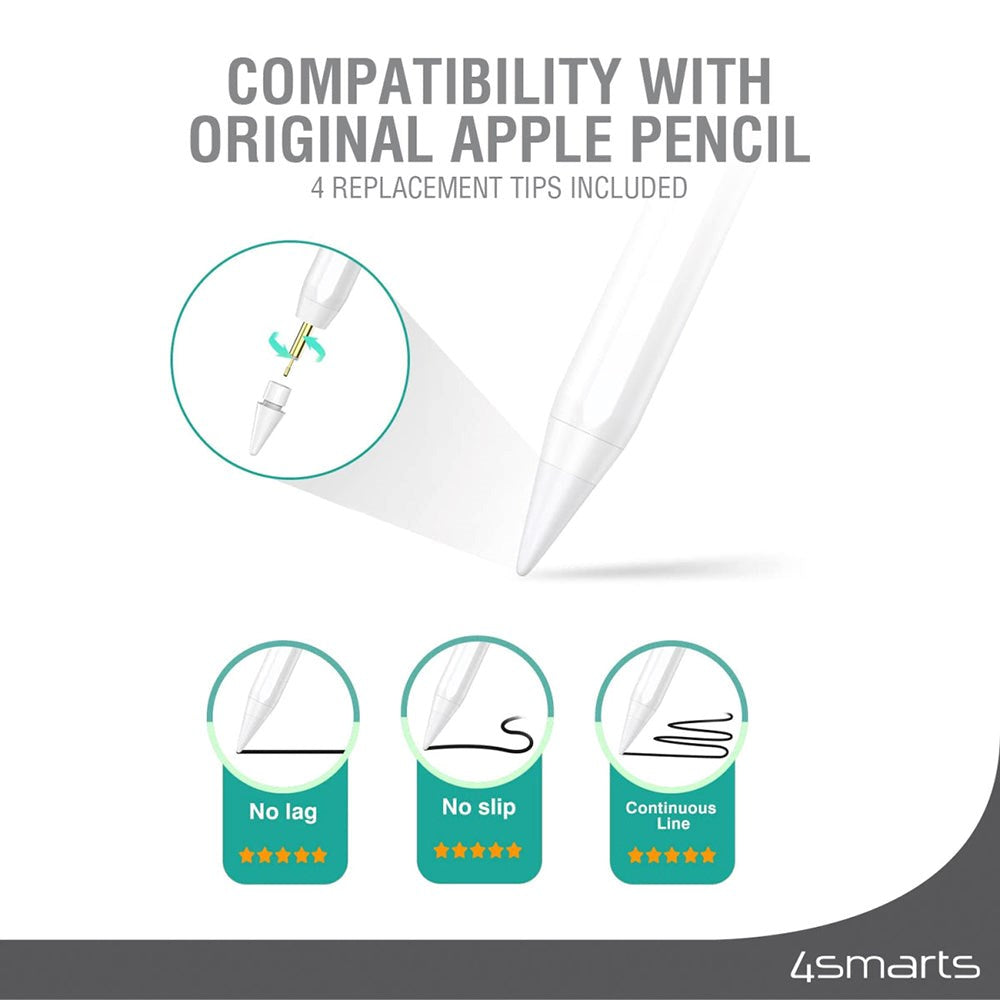 Apple Pencil Tips 4smarts (1.Gen / 2.Gen) - 4 Pcs. - White