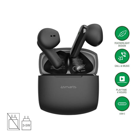 4smarts True Wireless SkyBuds Air Headphones - In-Ear - Black