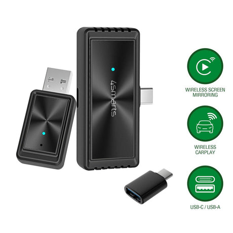 4Smarts Wireless Adapter with Screen Mirroring for Apple CarPlay & Android Auto - Black
