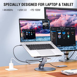 4smarts ErgoPro 360 Degree Laptop/Tablet Stand w. 6-in-1 USB-C Dock - Gray