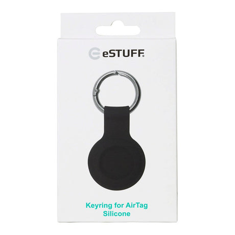 eSTUFF Silicone Case for AirTag w. Key Ring - Black