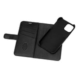 Essentials iPhone 12 / 12 Pro Real Leather Flip Case 2 in 1 with Card Holder - Black