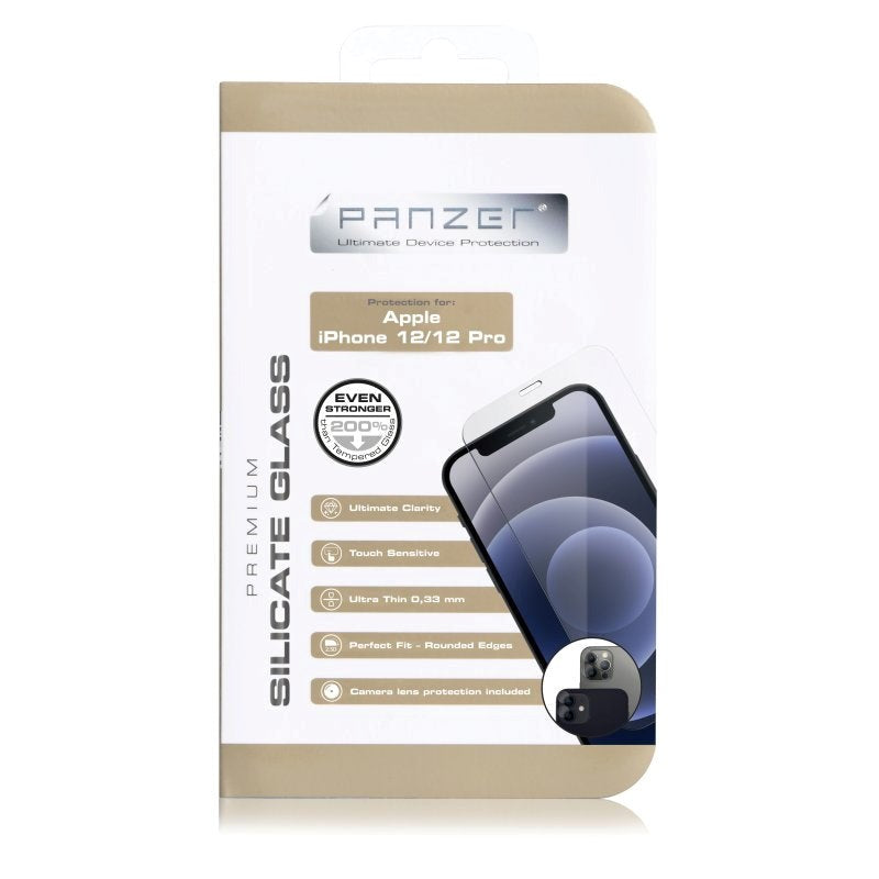 iPhone 12 / 12 Pro PANZER Premium Silicate Glass Full-Fit w. Camera Protection