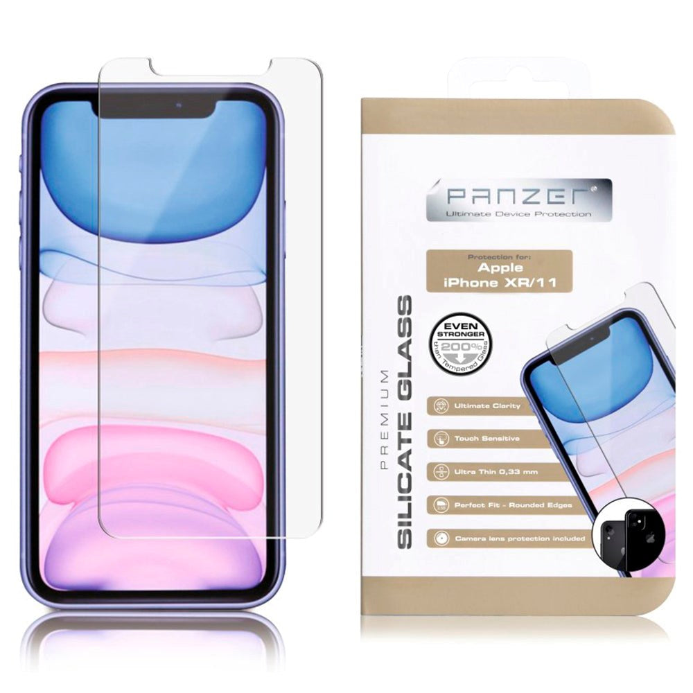 iPhone 11 / XR PANZER Premium Silicate Glass w. Camera Protection