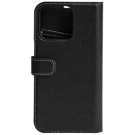 Essentials iPhone 12 Mini Real Leather Flip Case 2 in 1 with Card Holder - Black