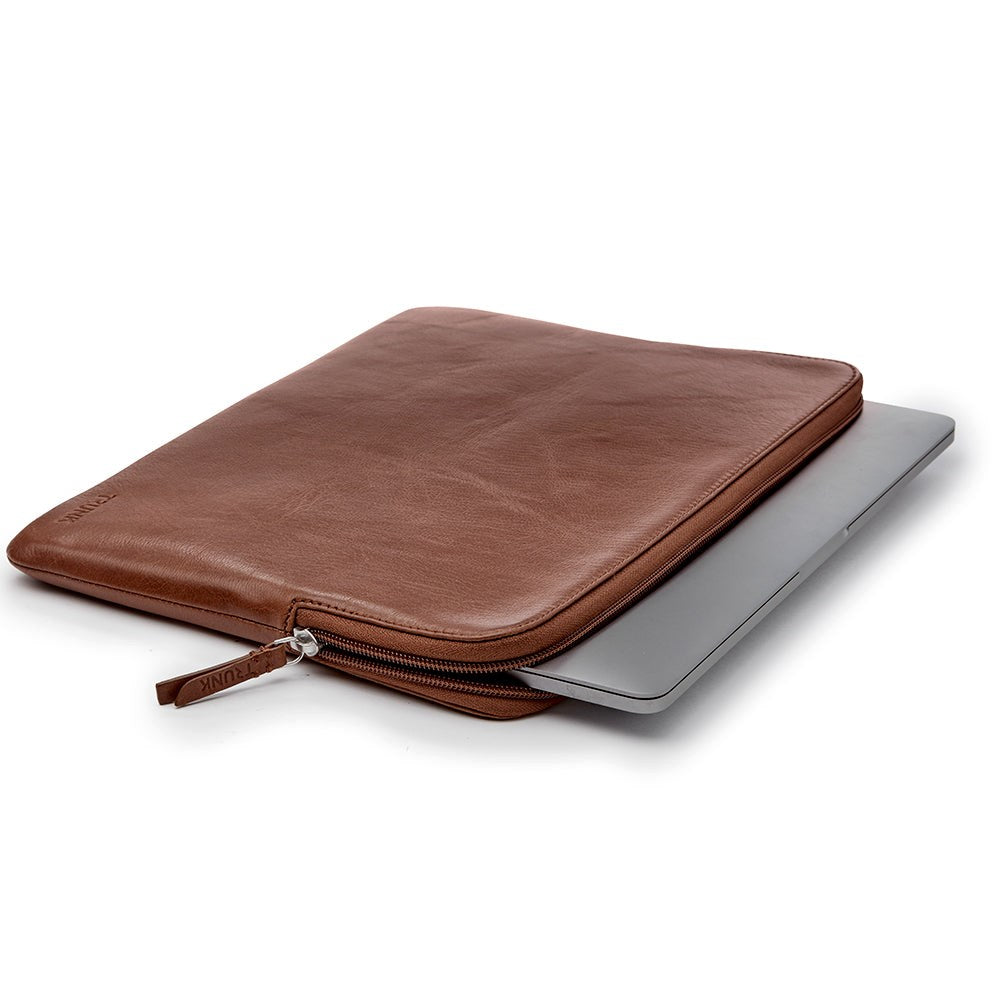 Trunk Genuine Leather Sleeve for MacBook 13" (32 x 23 x 2 cm) - Brown