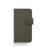 Trunk iPhone 12 Mini Genuine Leather Flip Case with Removable Back Case - Green