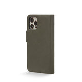 Trunk iPhone 12 / 12 Pro Genuine Leather Flip Case with Removable Back Case - Green
